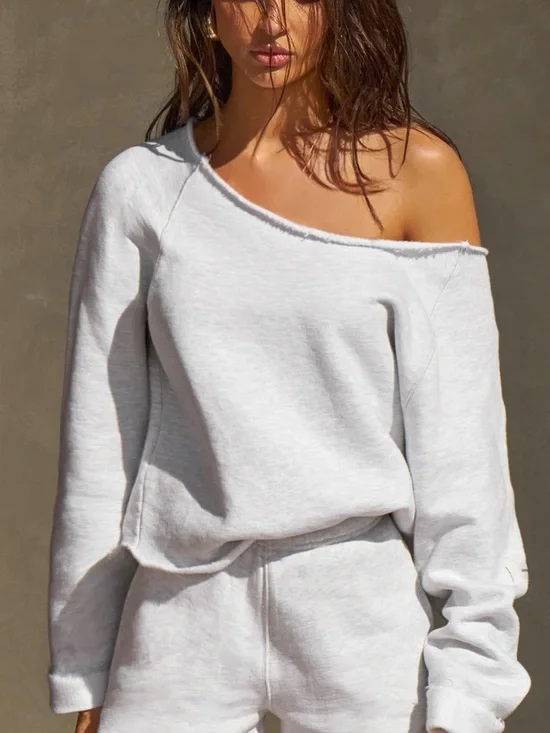 Joah Brown SLOUCHY PULLOVER SWEATSHIRT PEARL GREY FRENCH TERRY SMALL - Picture 5 of 12